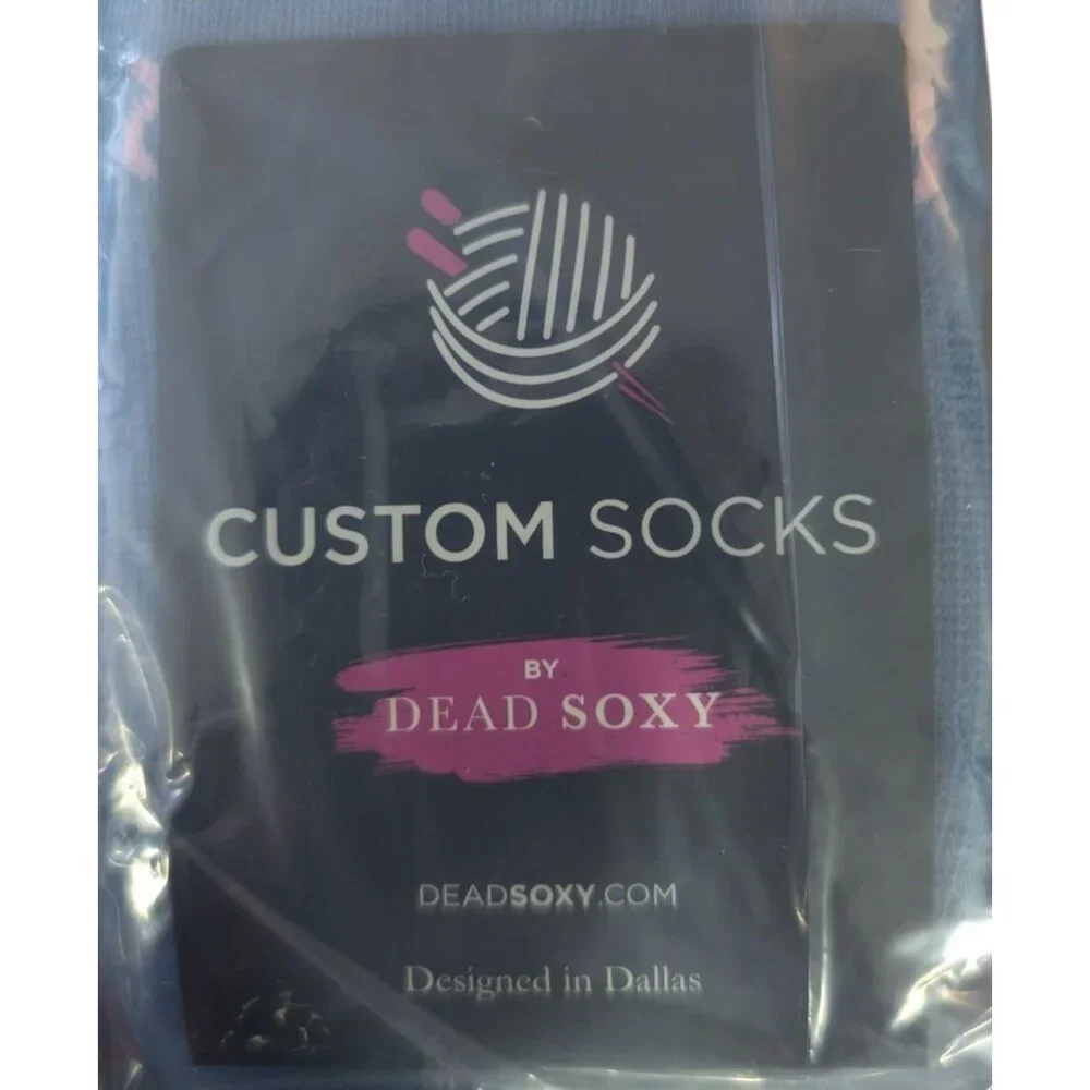 Dead Soxy Blue Socks Pink Ribbons Unisex One Size Fits Most Breast Cancer Cotton